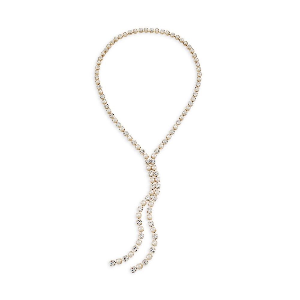 Rosantica Polka Goldtone, Resin Pearl, & Crystal Lariat Necklace
